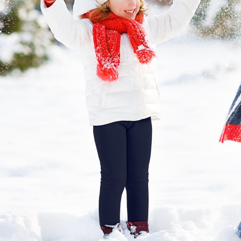 BOOPH Girls Winter Leggings Fleece Lined Kids Basic Pants for 7-8 Years Navy - Image 4
